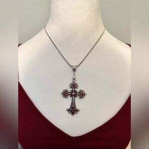 Big Cross Pendant Necklace Choker Vampire Cross Rosary Goth Punk Statement New